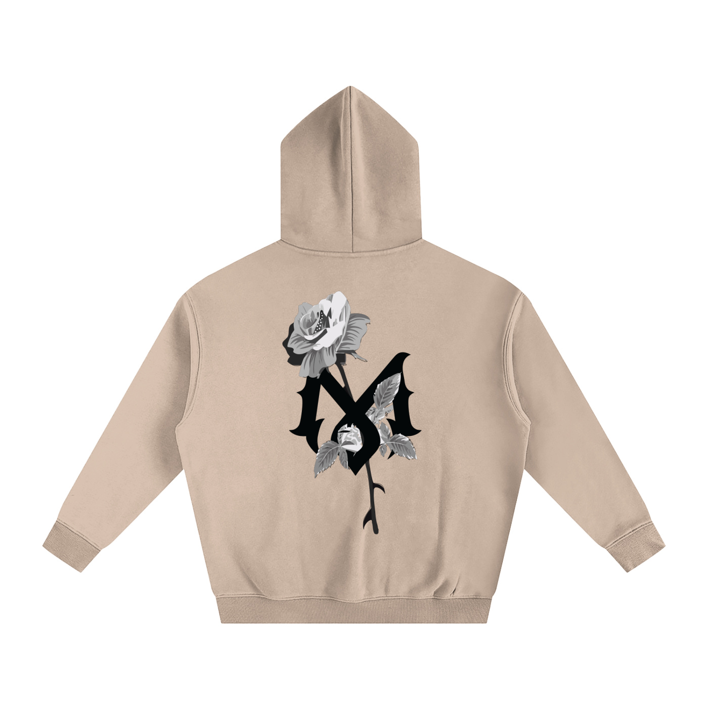 Mamalona Rose & Gothic “M” Hoodie – Dark Edition (White)