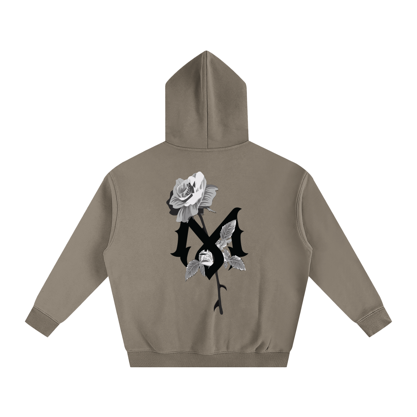 Mamalona Rose & Gothic “M” Hoodie – Dark Edition (White)
