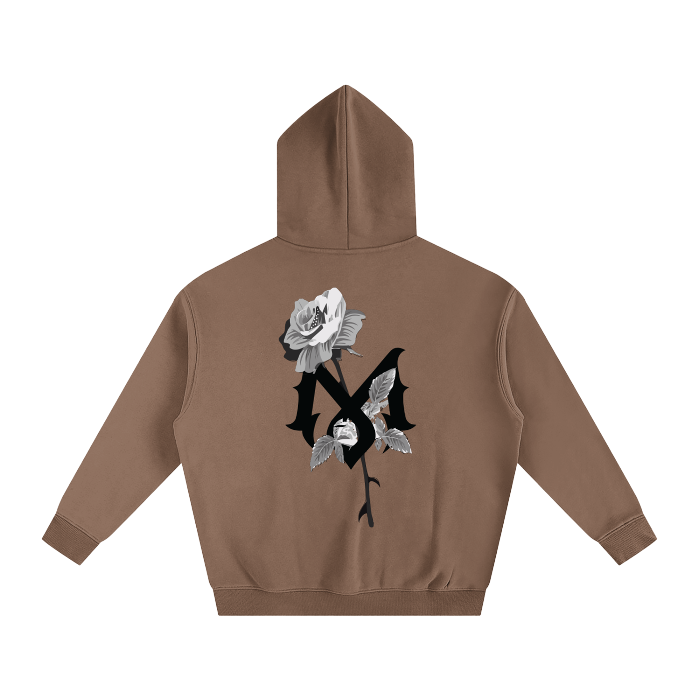 Mamalona Rose & Gothic “M” Hoodie – Dark Edition (White)
