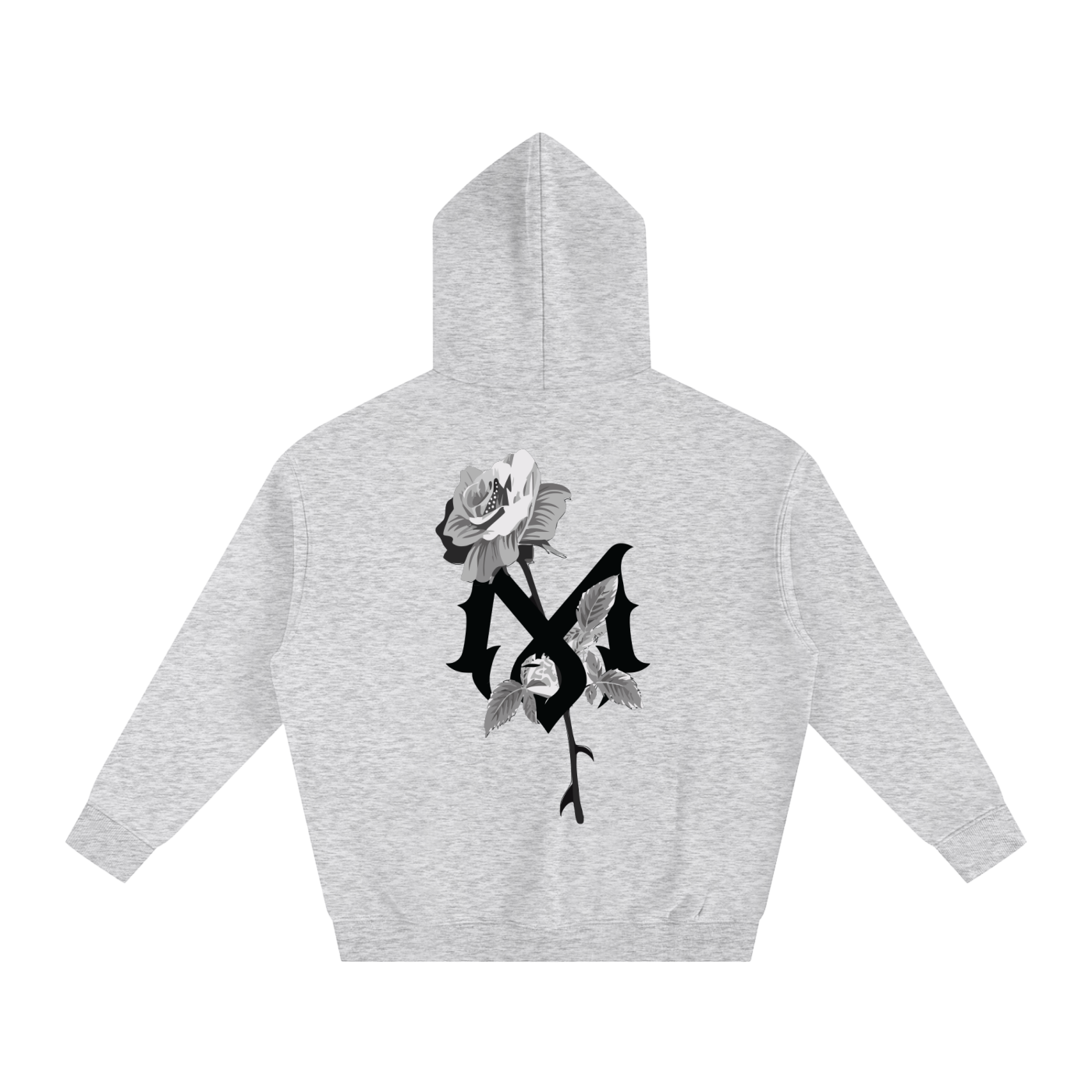 Mamalona Rose & Gothic “M” Hoodie – Dark Edition (White)