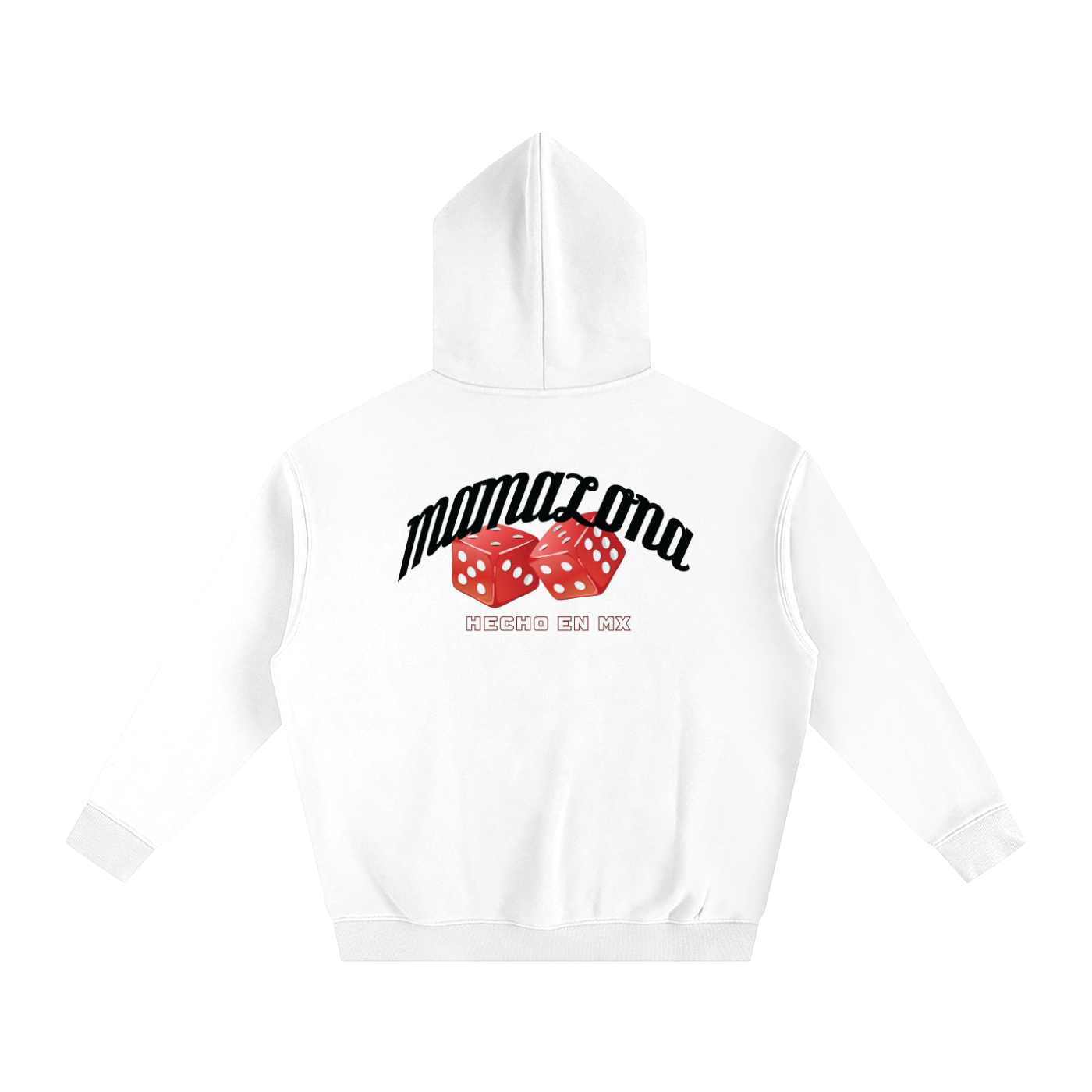 MAMALONA Dice Hoodie – White & Black Streetwear, Made in Mexico