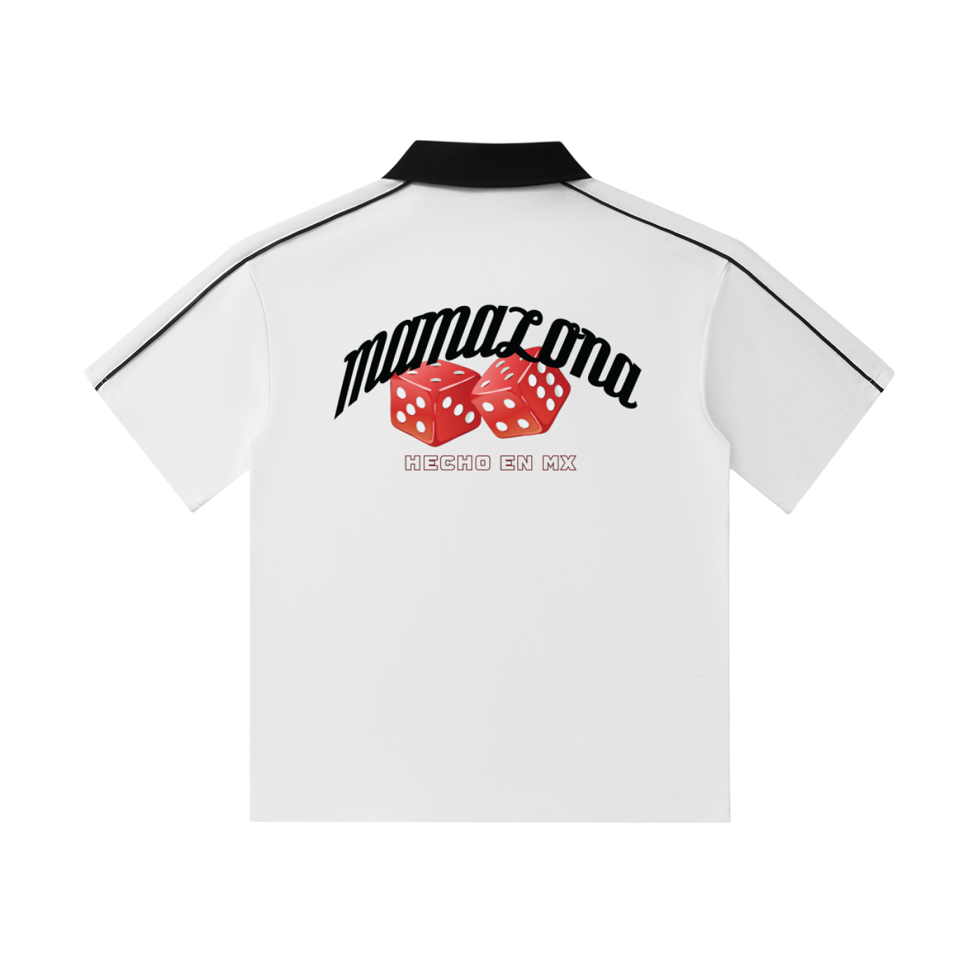 MAMALONA Dice Polo Shirt – White & Black Streetwear, Made in Mexico
