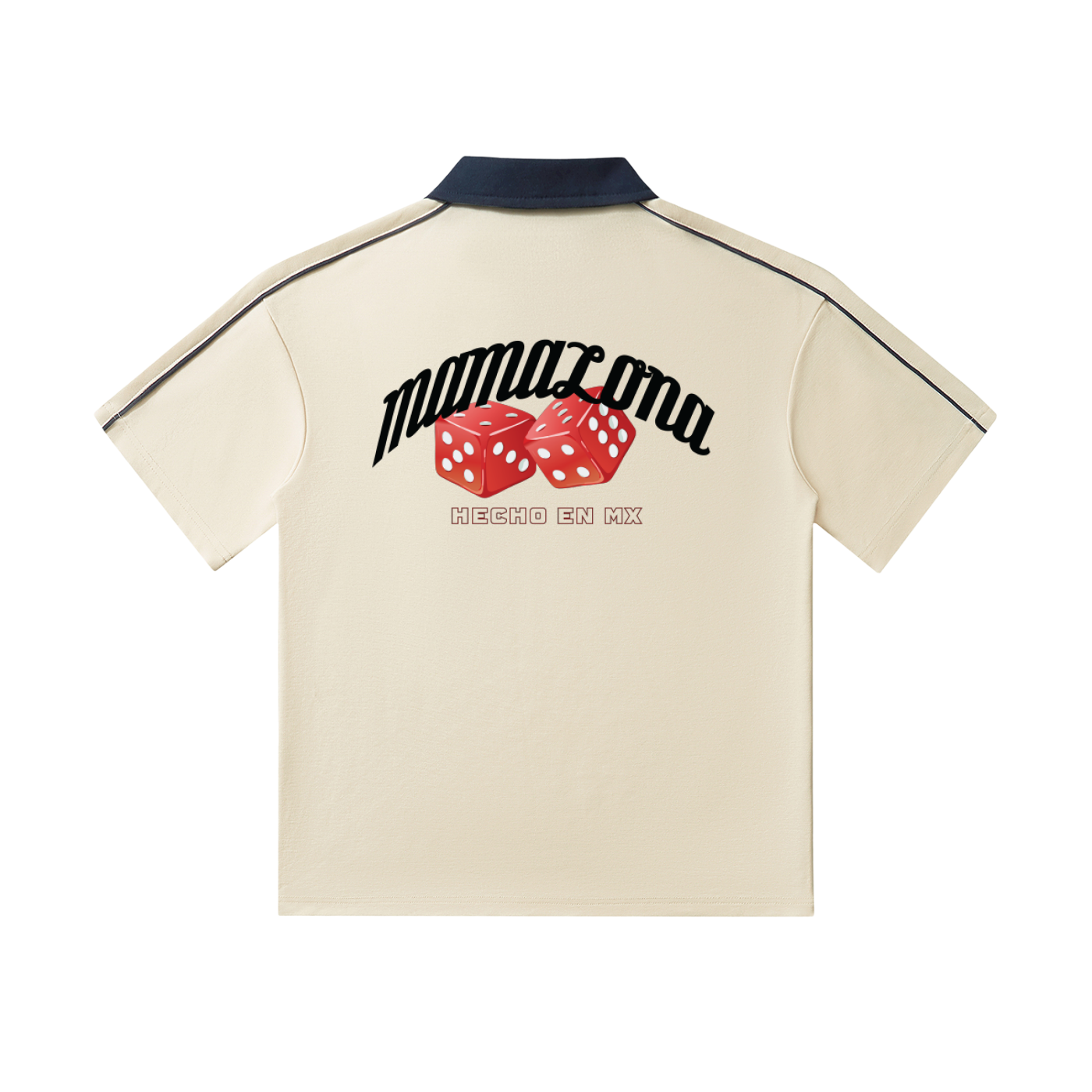 MAMALONA Dice Polo Shirt – White & Black Streetwear, Made in Mexico